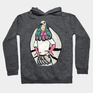 Smirking Man in Pigeon Costume Hoodie